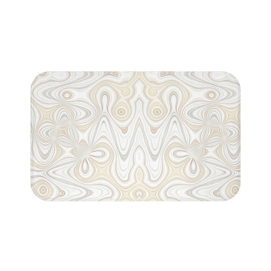 Elegant Swirling Bath Mat, Luxurious Bathroom Rug, Spa Decor, Soft Non-Slip Mat, Neutral Home Accent